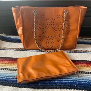 Vintage Chanel CC Triple Punch Chain Purse with Accessory Bag